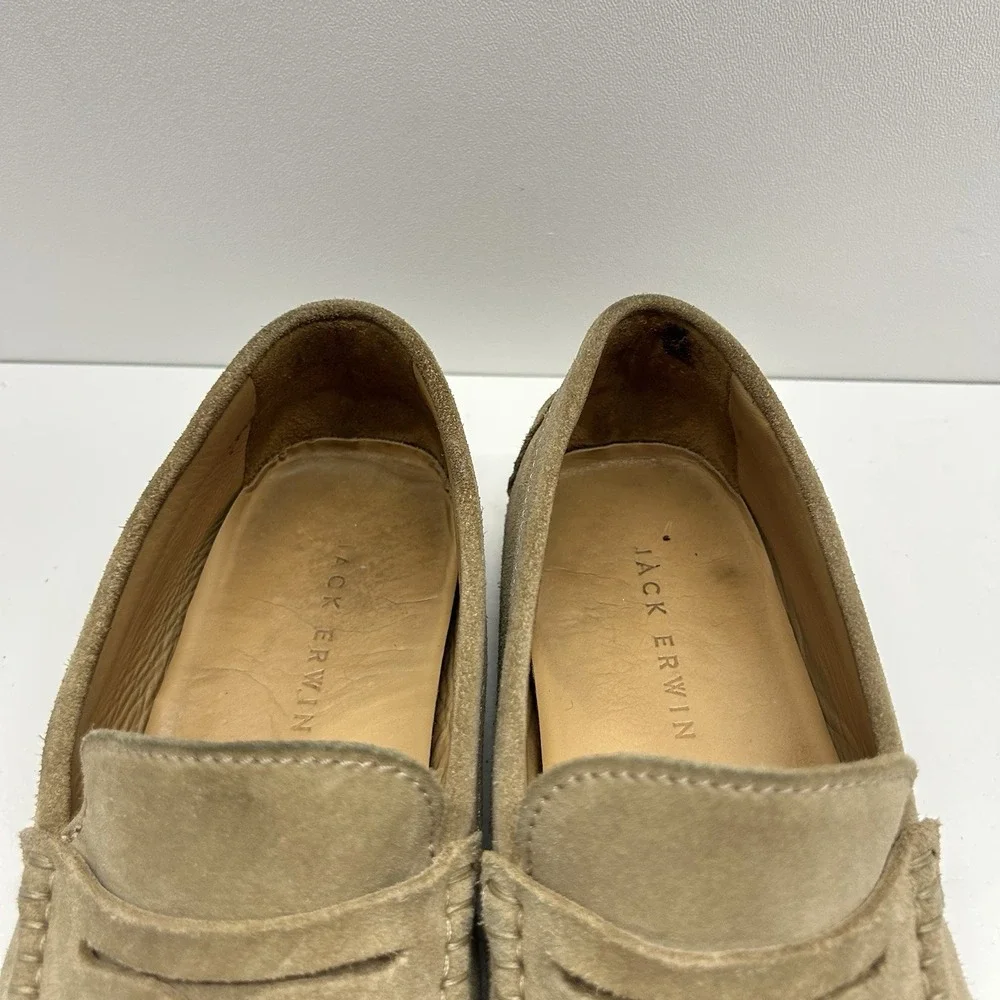 Jack Erwin Parker Penny Driving Loafers Men's Size 8 Classic Shoes Beige Suede